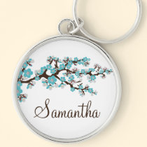 Keychain customisé par fleurs de cerisier (aqua) porte-clés
