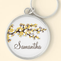 Keychain customisé par fleurs de cerisier (jaune) porte-clés
