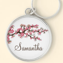 Keychain customisé par fleurs de cerisier (rose) porte-clés