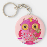 Keychain de hibou avec le hibou de bébé et son our porte-clé