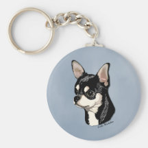 Keychain noir et bronzage de chiwawa porte-clé