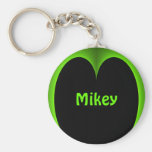 Keychain nommé personnalisé par coeur vert porte-clefs