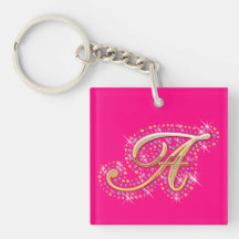 Keychain rose avec l'initiale A