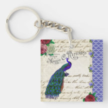 Keychain vintage de collage de paon