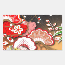 Kimono élégant - conception de Japonais Stickers Rectangulaires