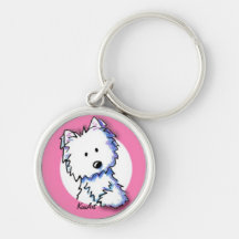 KiniArt Westie sur Keychain rose Porte-clef