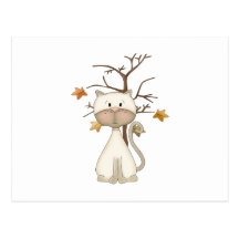 Kitty blanc avec l'arbre cartes postales