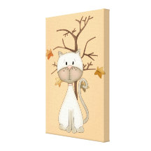 Kitty blanc avec l'arbre impression sur toile