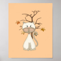 Kitty blanc avec l'arbre poster