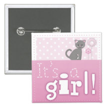 Kitty "c'est une goupille de rose de fille" pin's avec agrafe