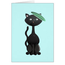 Kitty dans un chapeau vert cartes de vœux