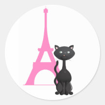 Kitty des vacances à Paris Adhésif Rond