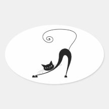 Kitty fantaisie noir 2 sticker ovale