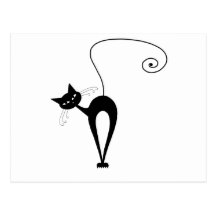 Kitty fantaisie noir 3 cartes postales