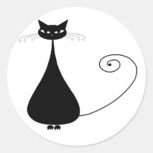 Kitty fantaisie noir 4 autocollants ronds