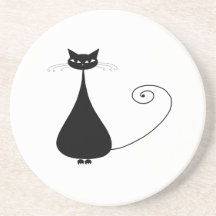Kitty fantaisie noir 4 dessous de verres