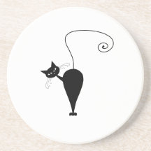 Kitty fantaisie noir 5 dessous de verre