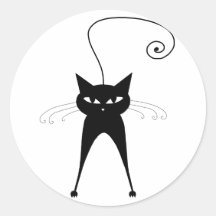 Kitty fantaisie noir 6 autocollants