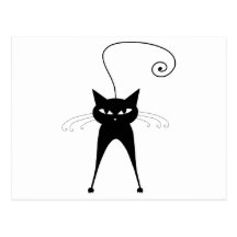 Kitty fantaisie noir 6 cartes postales