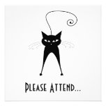 Kitty fantaisie noir 6 cartons d'invitation