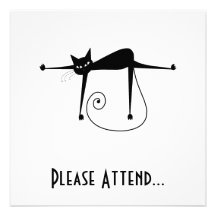 Kitty fantaisie noir 8 invitations
