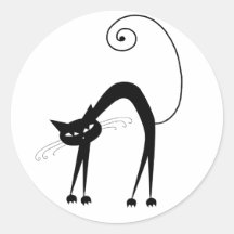 Kitty fantaisie noir 9 autocollant rond