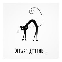 Kitty fantaisie noir 9 invitations personnalisées