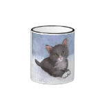 Kitty mignon au pastel d'huile : Chaton Grand-Eyed Mug À Café