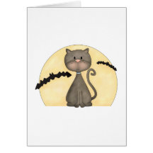 Kitty noir avec des battes carte de vœux
