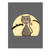 Kitty noir avec des battes cartes postales