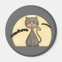 Kitty noir avec des battes aimants pour réfrigérateur