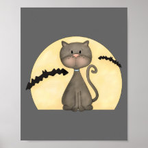 Kitty noir avec des battes affiche