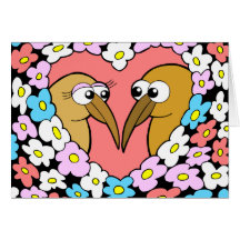 Kiwi Valentine avec la carte de voeux de fleurs
