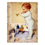 Klaxon de soufflement de bébé roux aux soldats cartes postales
