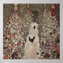 Klimt, jardin de Gustav avec l'affiche de coqs