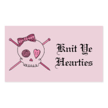 Knit YE Hearties (arrière - plan rose) Cartes De Visite Professionnelles