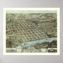 Knoxville, carte panoramique de TN - 1871 Posters