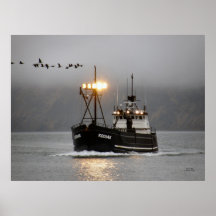 Kodiak, bateau de crabe dans le port néerlandais,  posters