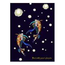 Koi avec la carte postale de mariage d'imaginaire 