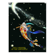 Koi et carte postale de beaux-arts d'univers de dr