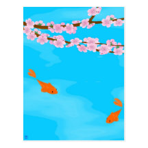 Koi et carte postale de Sakura