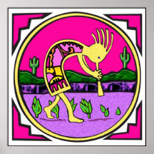 Kokopelli, joueur de cannelure du désert poster