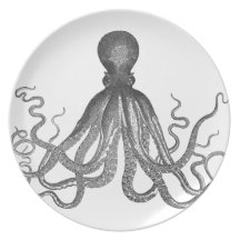Kraken - poulpe géant noir/Cthulu Assiette