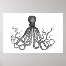 Kraken - poulpe géant noir/Cthulu Posters
