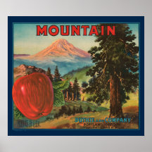 KRW Mountian vintage FAIT SUR COMMANDE Apple porte Affiches
