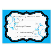 Kurli-Q Ivory B (Cyan) RSVP Card