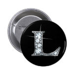 "L" bouton de Bling de diamant Badges