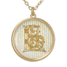 L collier initial de "rayure de Pin d'or" de monog