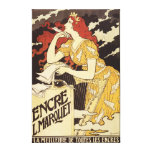 L. Marquet Ink Rouge-A dirigé la femme et l'harpe Impression Sur Toile