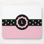 L : : Monogramme Mousepad de L rose pointillé et b Tapis De Souris